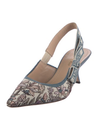 Christian Dior Canvas Printed Slingback Pumps