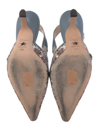 Christian Dior Canvas Printed Slingback Pumps