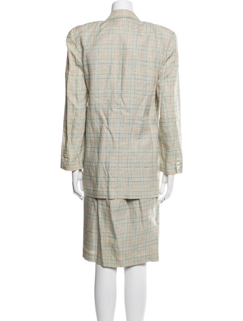Christian Dior Linen Plaid Print Skirt Suit