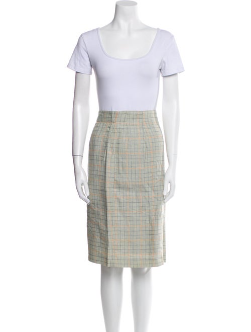 Christian Dior Linen Plaid Print Skirt Suit