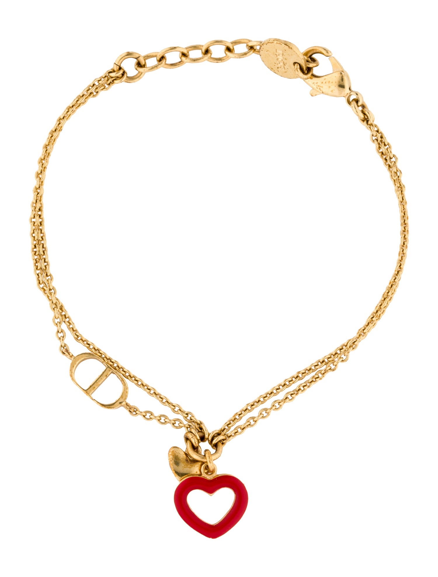 Christian Dior Enamel Heart Charm Bracelet