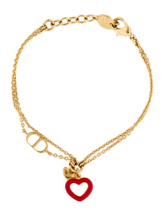 Christian Dior Enamel Heart Charm Bracelet