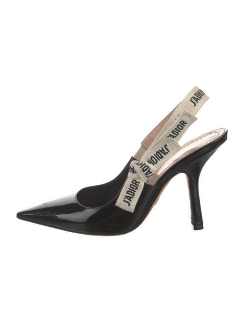 Christian Dior Patent Leather Bow Accents Slingback Pumps