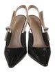 Christian Dior Patent Leather Bow Accents Slingback Pumps