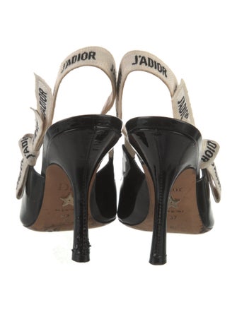 Christian Dior Patent Leather Bow Accents Slingback Pumps