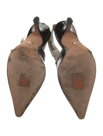 Christian Dior Patent Leather Bow Accents Slingback Pumps