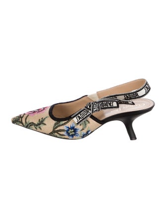 Christian Dior Printed Bow Accents Slingback Pumps
