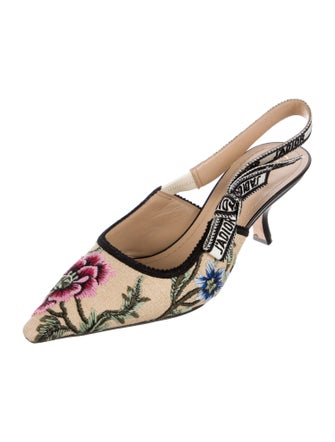 Christian Dior Printed Bow Accents Slingback Pumps