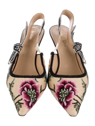 Christian Dior Printed Bow Accents Slingback Pumps