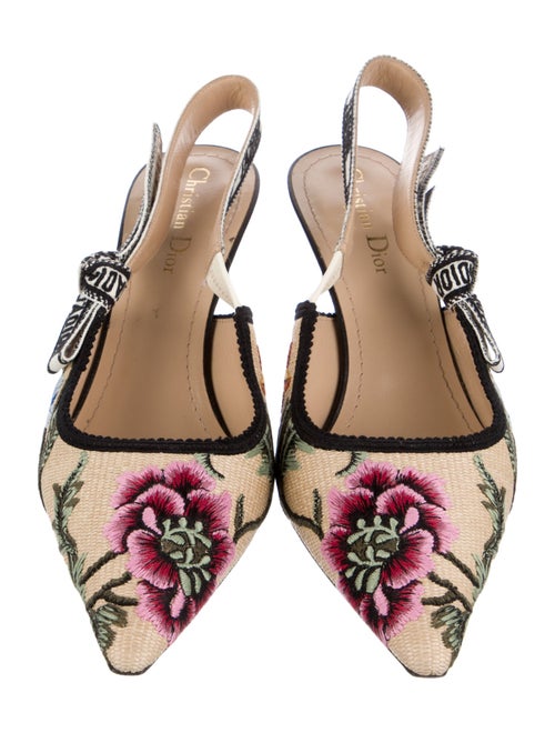 Christian Dior Printed Bow Accents Slingback Pumps