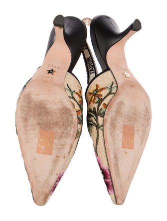Christian Dior Printed Bow Accents Slingback Pumps