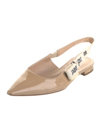 Christian Dior Patent Leather Bow Accents Slingback Flats