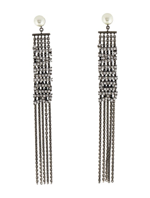 Christian Dior Crystal & Faux Pearl J'Adior Drop Earrings