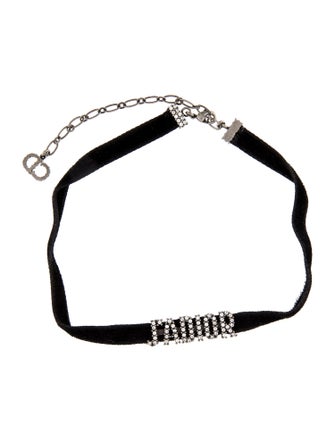 Christian Dior Velvet & Crystal J'ADIOR Choker Necklace