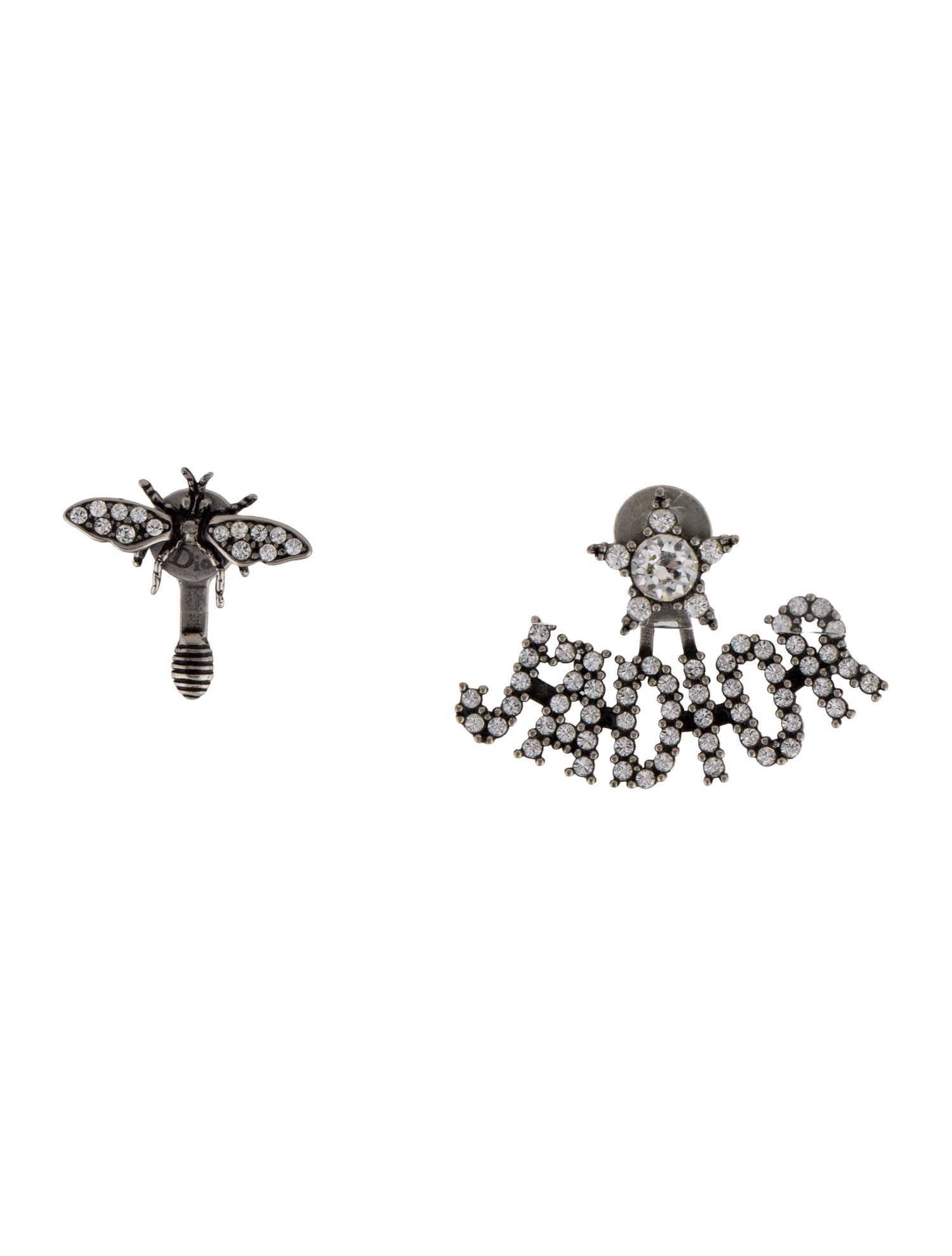 Christian Dior Crystal J'Adior Asymmetrical Bee Earrings