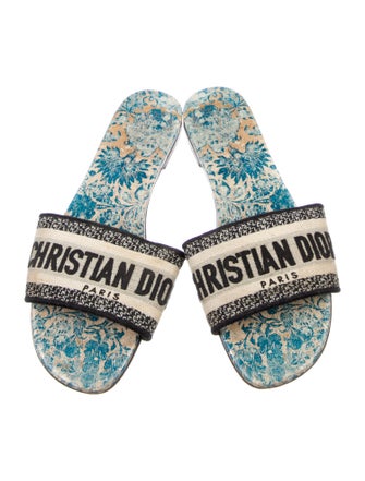 Christian Dior Canvas Printed Slides
