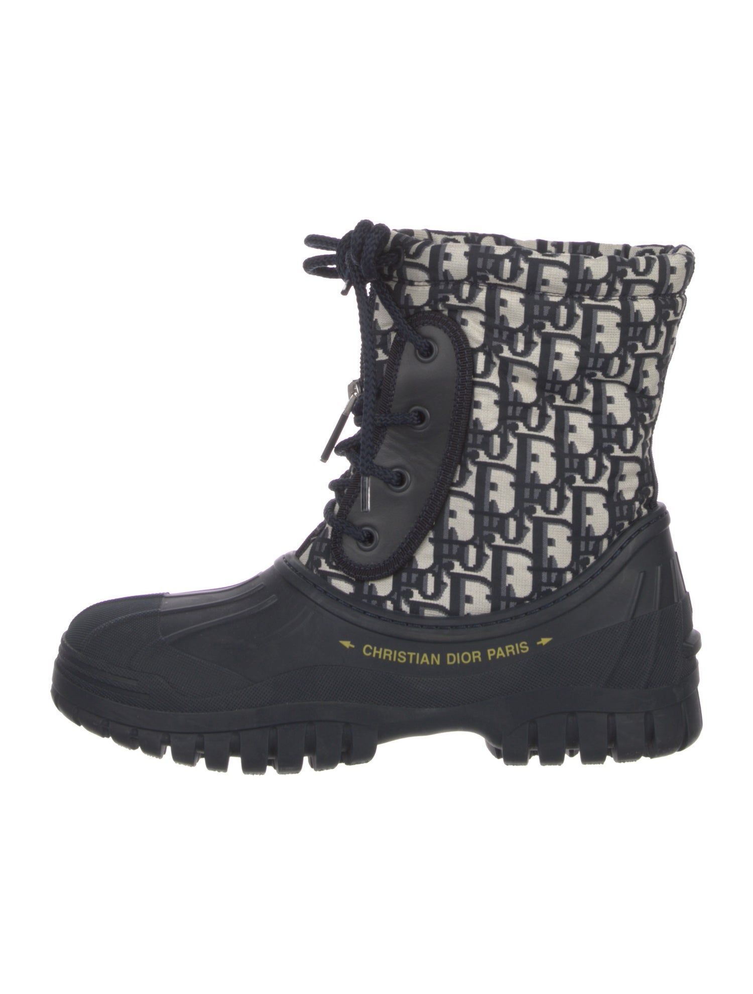 Christian Dior Oblique Jacquard Mesh Accents Combat Boots