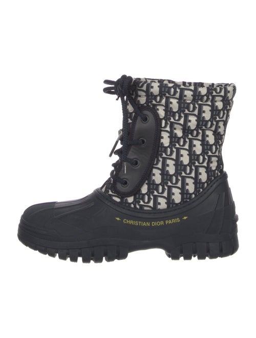 Christian Dior Oblique Jacquard Mesh Accents Combat Boots