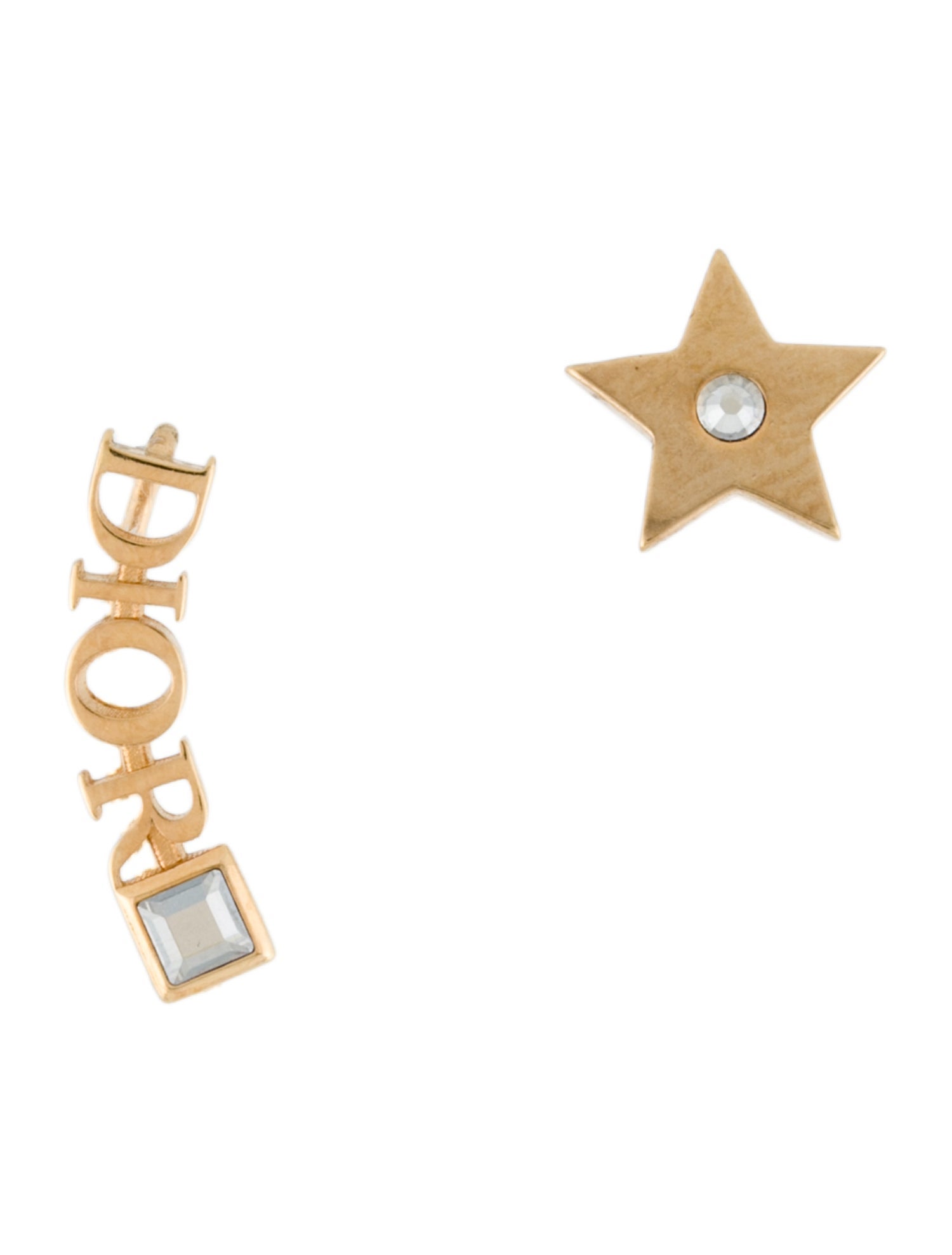 Christian Dior Crystal Star Mismatch Stud & Ear Climber Earrings