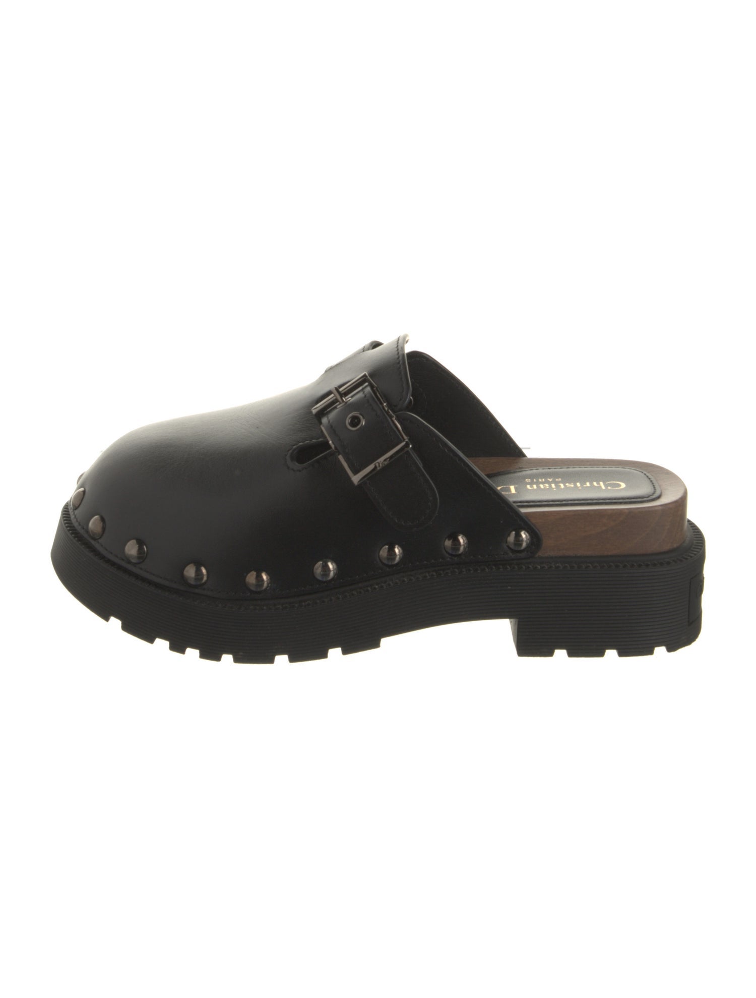 Christian Dior Leather Studded Accents Mules