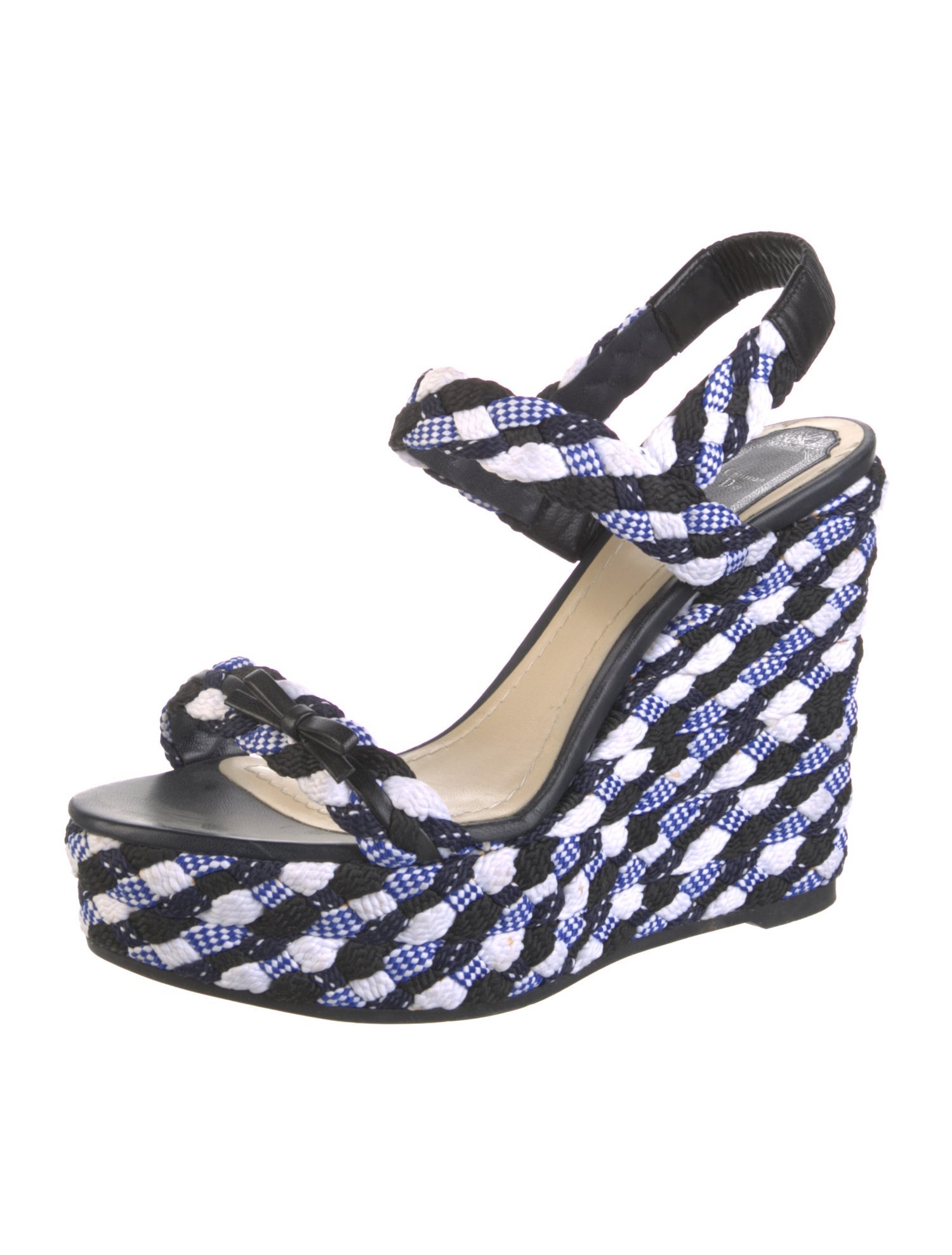 Christian Dior Patterned Bow Accents Slingback Sandals