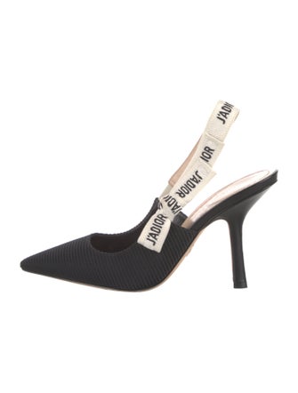 Christian Dior Graphic Print Bow Accents Slingback Pumps