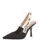 Christian Dior Graphic Print Bow Accents Slingback Pumps