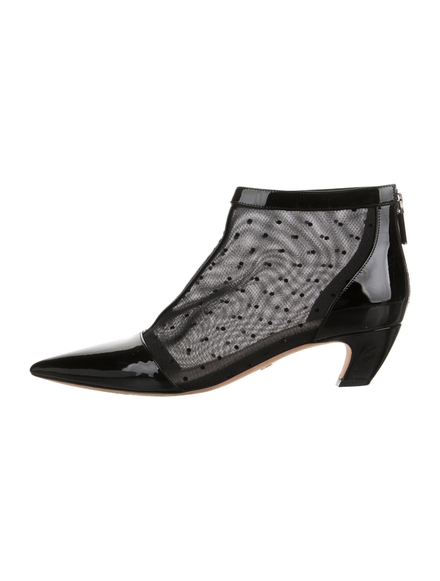 Christian Dior Patent Leather Mesh Accents Boots