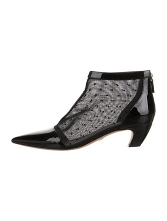 Christian Dior Patent Leather Mesh Accents Boots