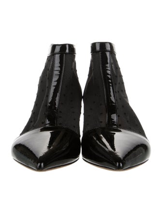 Christian Dior Patent Leather Mesh Accents Boots