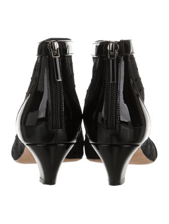 Christian Dior Patent Leather Mesh Accents Boots