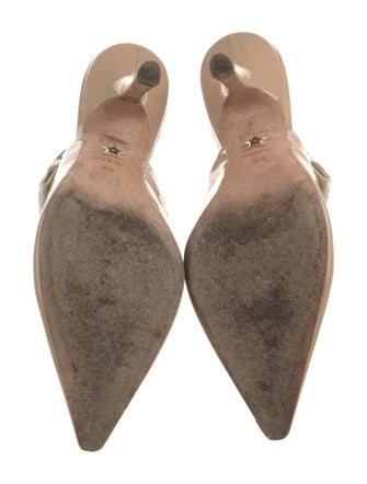 Christian Dior Patent Leather Bow Accents Slingback Pumps