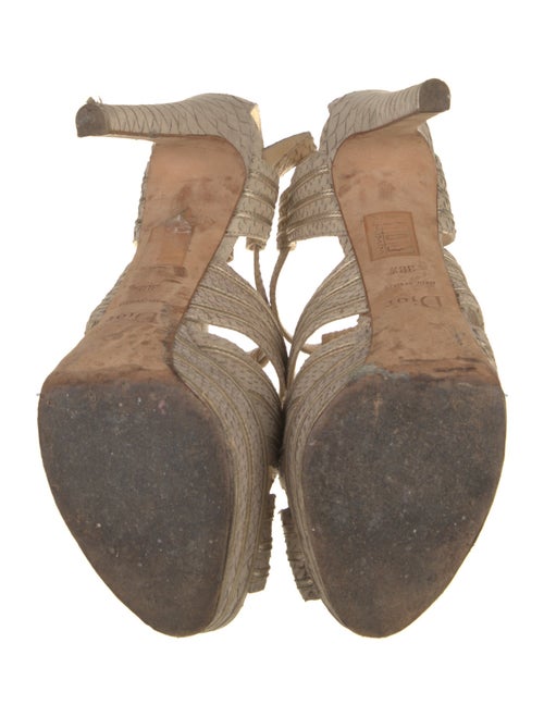 Christian Dior Leather Leather Trim Embellishment T-Strap Pumps