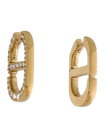Christian Dior Crystal CD Drop Earrings