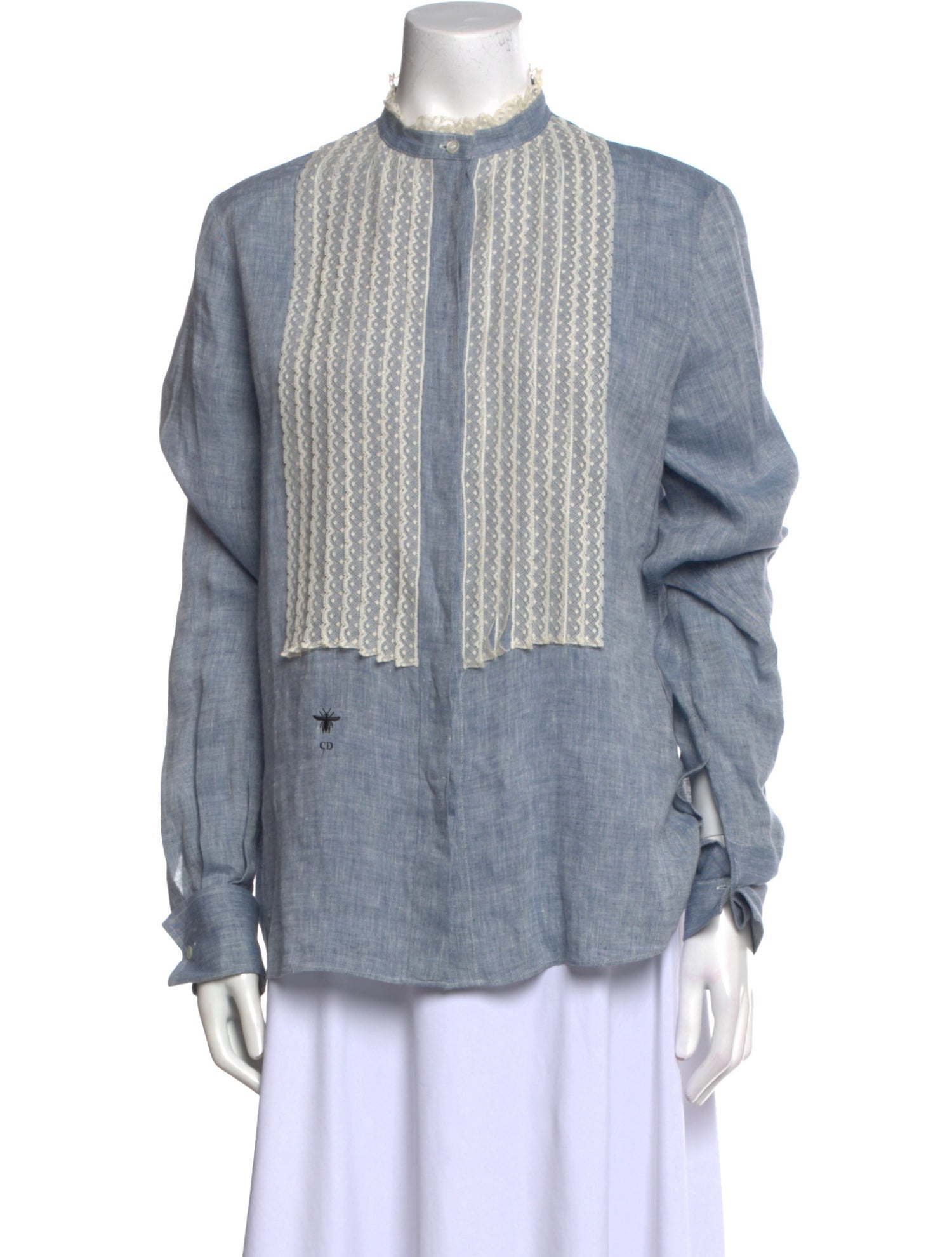 Christian Dior Linen Striped Button-Up Top