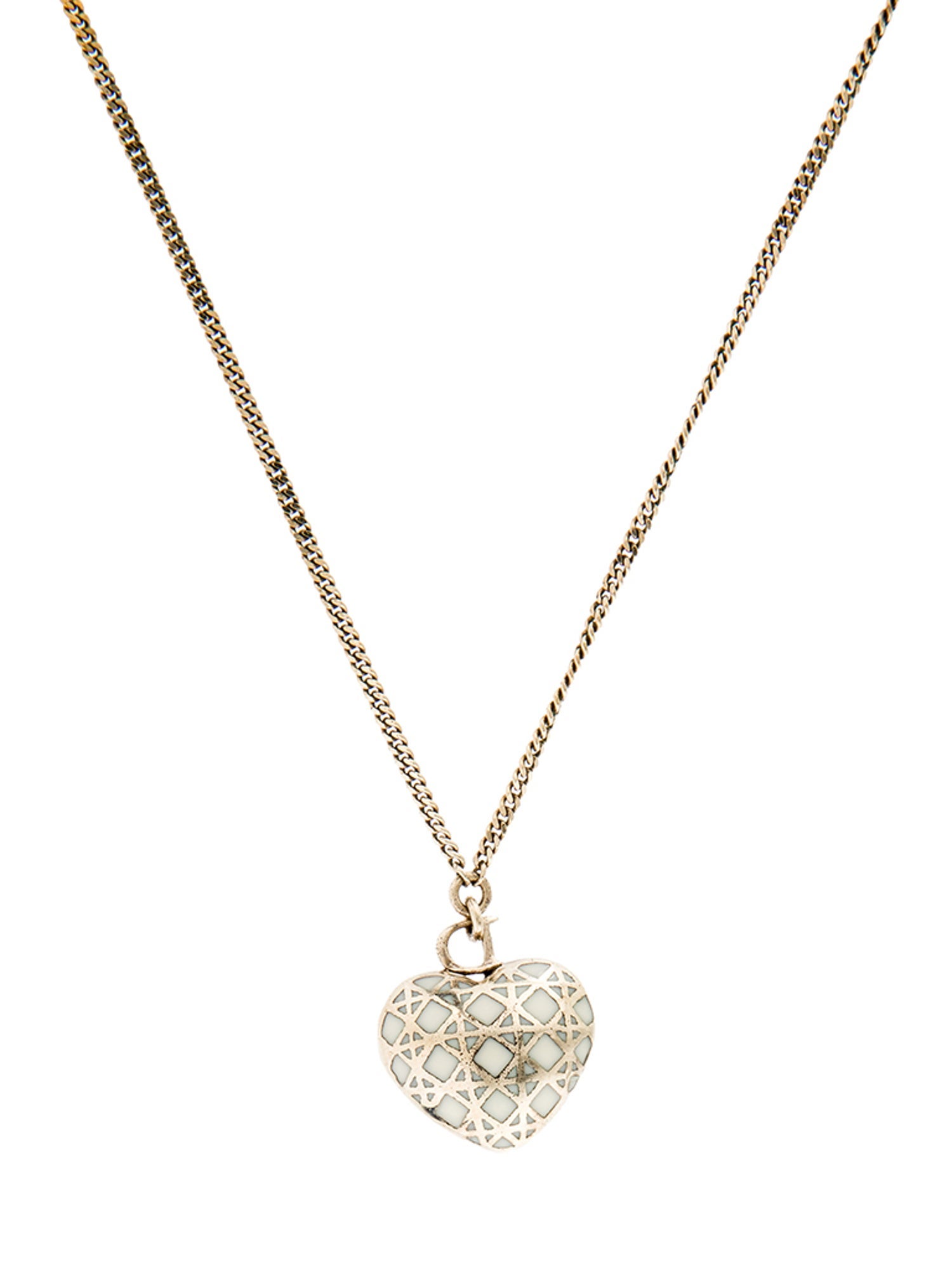 Christian Dior Vintage Enamel Cannage Heart necklace