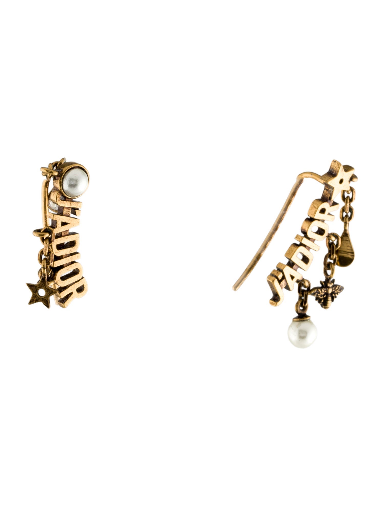 Christian Dior Faux Pearl & Crystal J'Adior Ear Climbers