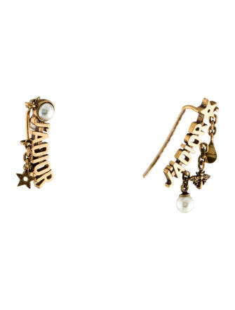 Christian Dior Faux Pearl & Crystal J'Adior Ear Climbers