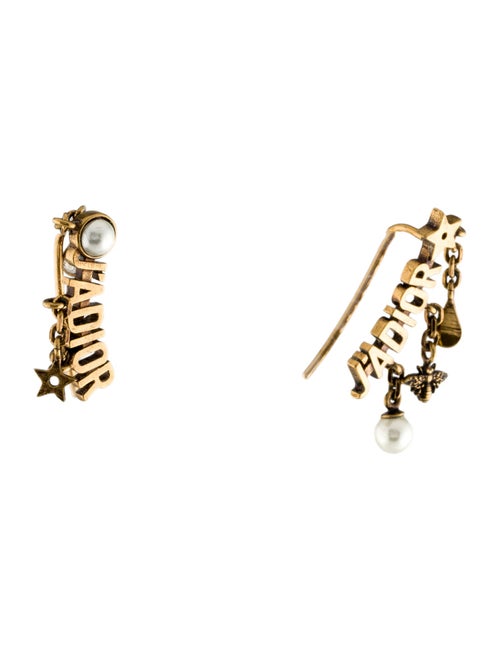 Christian Dior Faux Pearl & Crystal J'Adior Ear Climbers