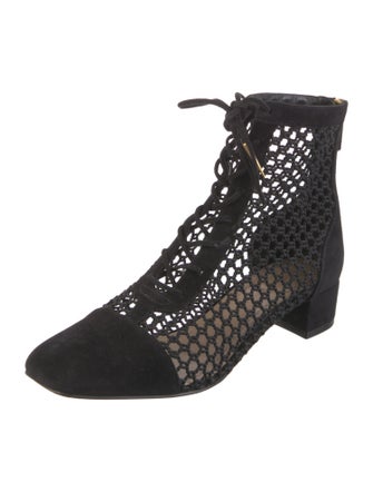 Christian Dior Suede Animal Print Lace-Up Boots