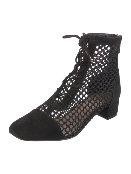Christian Dior Suede Animal Print Lace-Up Boots