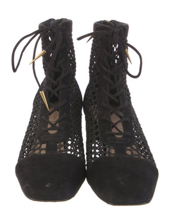 Christian Dior Suede Animal Print Lace-Up Boots