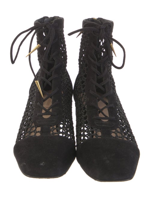 Christian Dior Suede Animal Print Lace-Up Boots