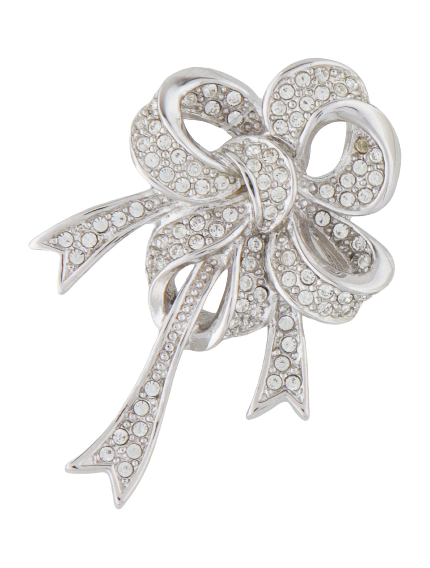 Christian Dior Vintage Crystal Ribbon Pin Brooch