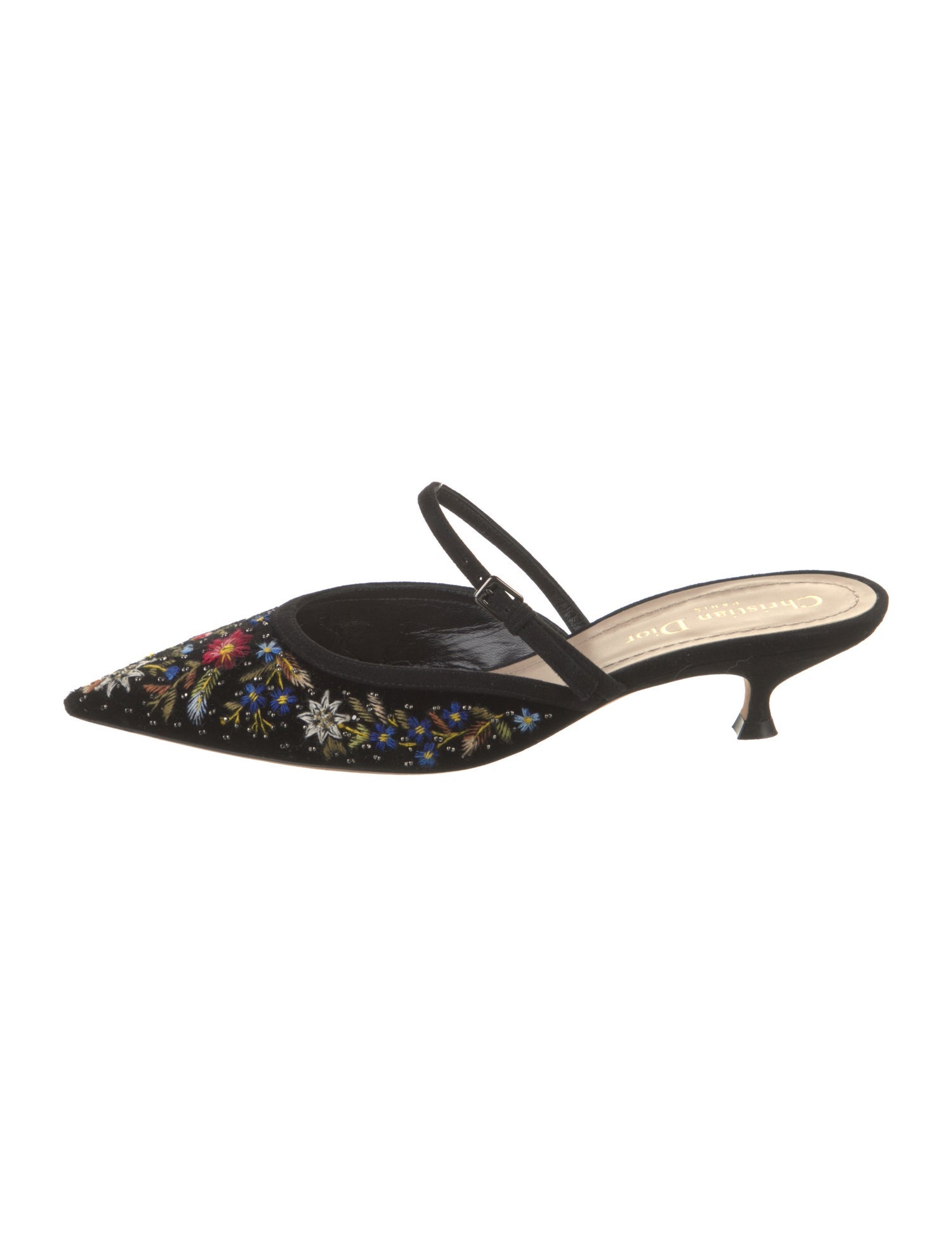 Christian Dior Suede Floral Print Mules