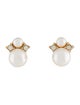 Christian Dior Faux Pearl & Crystal Stud Earrings