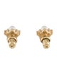 Christian Dior Faux Pearl & Crystal Stud Earrings
