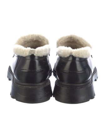 Christian Dior Leather Fur Trim Loafers