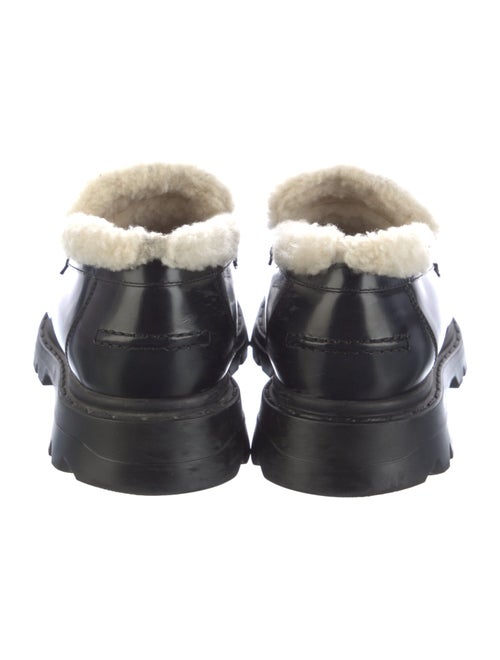 Christian Dior Leather Fur Trim Loafers