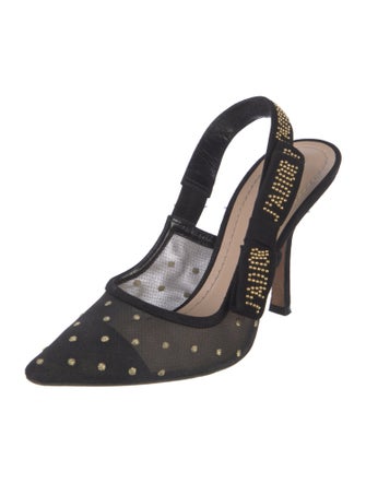 Christian Dior Mesh Bow Accents Slingback Pumps